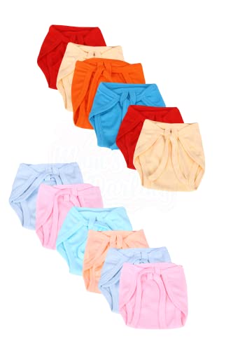 Image of Mom's Darling Cotton Nappies for new born baby 0-6 months (Pack of 12) | Cotton baby langot | Soft, washable & reusable cloth diaper for new born baby| New born baby products /essentials | Multicolor