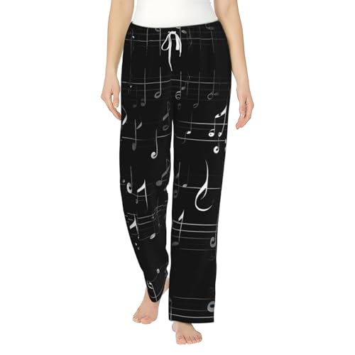 Pantalon de pyjama flanelle douce notes de musique nuits sereines