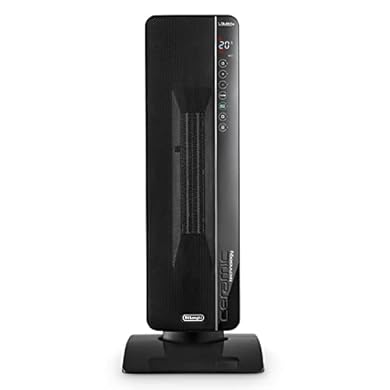 Foto di De'Longhi TCH8993ER.BC Termoventilatore a Torre, Tecnologia Ceramica, Silenzioso, 3 Livelli di Potenza, Ventilazione Estiva, TIMER 24H, Funzione Eco-Plus, Luce, Anti - Ribaltamento, Leggero, Nero