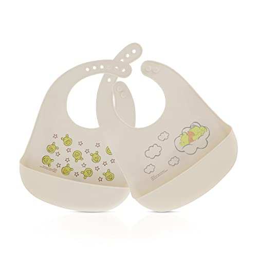 Image of Disney 2-Pack Unisex Baby & Toddler Silicone Bibs with Food Catcher, Soft Waterproof Feeding Accessories