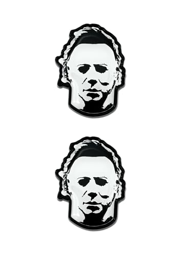 Image of Elektroplate Officially Licensed Mini Halloween Michael Myers OEM Emblems for Motorcycles, Watercrafts, and Decorations | Universal Fit at 1.6 inch x 1.25 inch | Weatherproof | 2-Pack