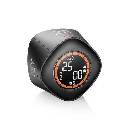 Image of VEWINGL Cube Productivity Timer, 25 /5 /10 /45 Min Presets, Desk Flip Timer for Pomodoro Study Sessions, Vibration & Custom Modes for ADHD, Work, Study & Kitchen (Black)