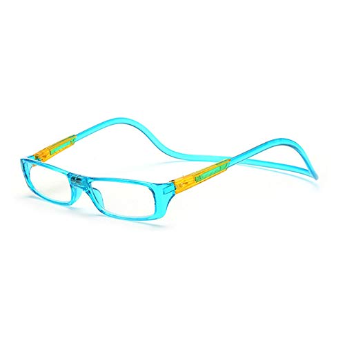 XWGlory Elasticidade magnética óculos de leitura homens mulheres multi dobrável ímã óculos de leitura halter pescoço magnético presença, Céu azul