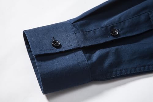 MUSE FATH Men's Solid Color Dress Shirt-Casual Regular Fit Long Sleeve Shirt4