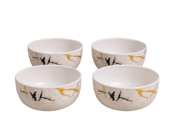 Image of Ariya 4.5 Inch Melamine Greek Bowls Black Gold Harmony Collection Set of 4