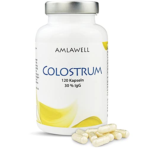 Amlawell Colostrum Kapseln - Vegetarische Kapseln - aus deutscher Herstellung - wertvolle Inhaltsstoffe - 120 Kapseln in einer Packung erhältlich