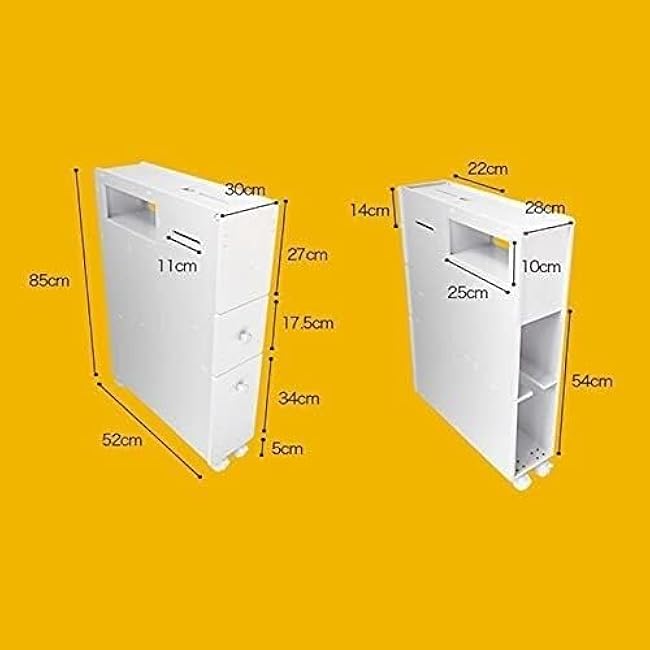Slim Storage Cart, Toilet Side Cabinet with Drawers, Utility Organizer Shelf, Narrow Floor Organizer, Toilet Paper Holder Stand, for Bathroom Laundry Corner Places-Omwn0JES