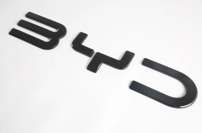 Car Accessories Front Letter BYD Car Emblem Badge for BYD Shark Shark 6 Auto Letters 3M Adhesive Raised Decal Front Grille Emblem (Gloss Black)