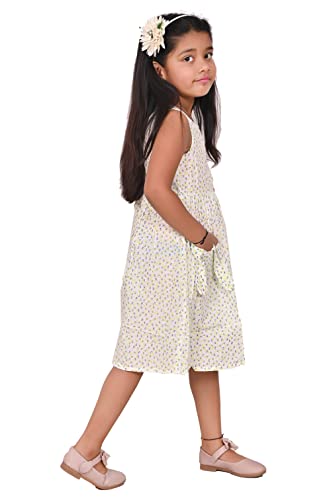 Image of minicult Kids Printed Cotton Frock Dress for Baby Girls|Comfortable Summer Wear Western Dress| Knee Length, Bachho ki Frock for Birthday, Evening Green