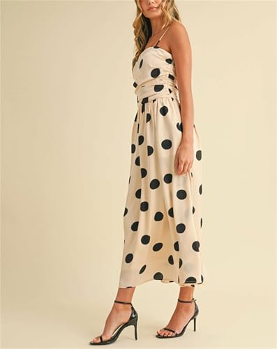 Image of Yuemengxuan Boho Maxi Dresses for Women Spaghetti Strap Flowy Smocked Long Dress Casual Summer Vacation Beach Maxi Dress