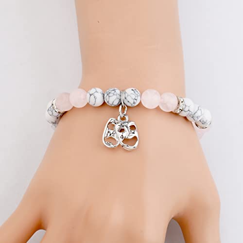 UJIMS Comedy Tragedy Masks Bracelet Drama Teacher Jewelry Theatre Mask Bead Bangle for Actor Actress Musical Gift3