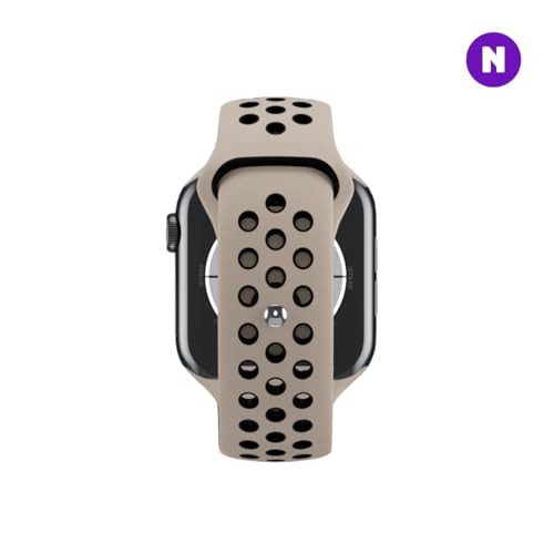 NERDCASE, Pulseira NK Furadinha, Compatível com Apple Watch, Serie 1-9, 42/44/45/49mm, Bege e Preta