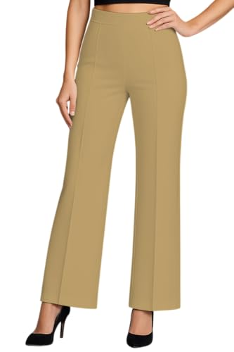 Image of SWADESI STUFF Women's High Waisted Bell Bottom Pants | Retro Wide Leg Trousers | Stretchy Flared Palazzo Pants for Office, Casual Wear & Party
