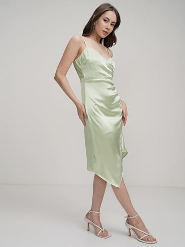 Image of Tokyo Talkies Women's Elegant Shoulder Strap Ruched Sheath Dress | Flattering Short Silhouette for a Chic Look