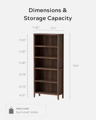 Image of EYYTHUNG Farmhouse 71 inch Tall Bookshelf Set of 2, Large Freestanding Wooden Open Bookcase with Adjustable Shelf, Wood Display Book Shelf for Living Room, Office, Brown