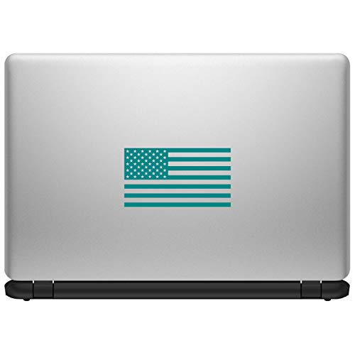 Image of American US Flag [Pick Color /Size] Vinyl Decal Sticker for Laptop /Car /Truck /Window /Bumper (5in x 2.8in, Matte Turquoise)