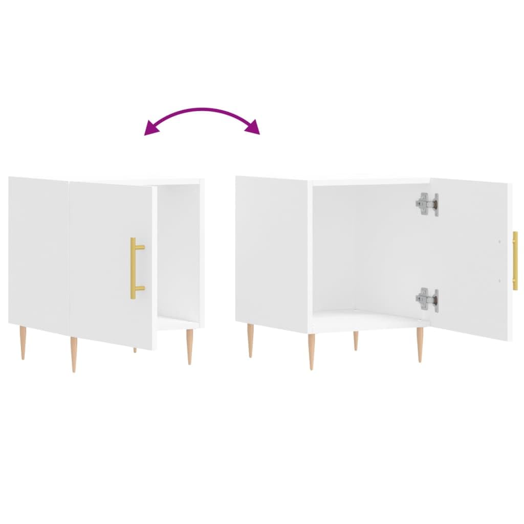 Moderner Nachttisch mit Metallfüßen und geräumigem Staufach für Bücher und Multimedia | Holzwerkstoff Nachttisch mit stabiler Tür und Wandhalterung | Dekorativer