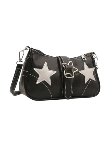 MakeMeChic Women's Star Shoulder Bag Faux Leather Buckle Zipper Punk Underarm Purse