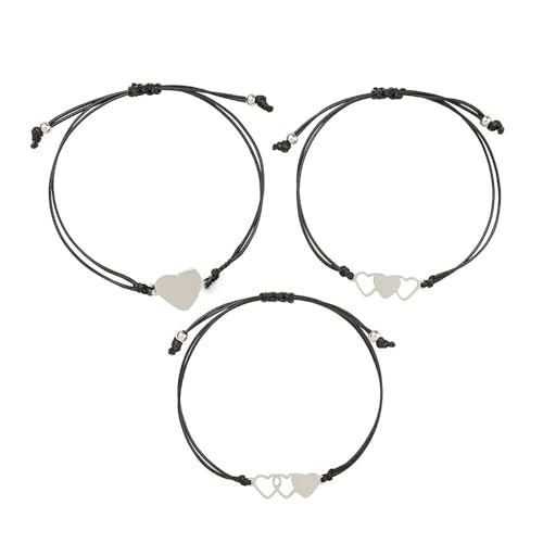 Mothers Day Birthday Gifts for Grandma Mom Daughter Matching Heart Bracelets for 3 Generations Bracelet Set for Mom and Daughter Grandmother Granddaughter Generation Gift2