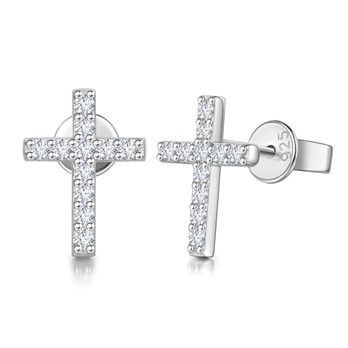 Agvana 0.32 Ct. Tw. Lab-Grown Diamond Cross Stud Earrings in Sterling Silver (D-E Color, VS Clarity) Fine Jewelry for Women Anniversary Birthday Gifts for Her3
