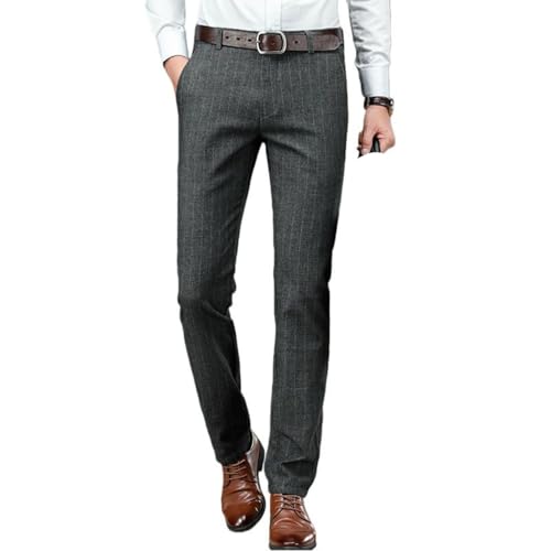 Pantalon habillé homme extensible à rayures, idéal du bureau aux sorties décontractées