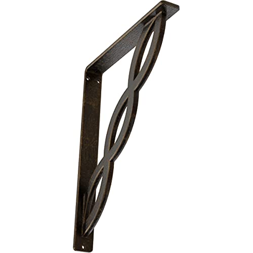 Ekena Millwork BKTM01X10X12SLOABS Metal Bracket, 1 1/2" W x 10" D x 12" H, Antiqued Brass
