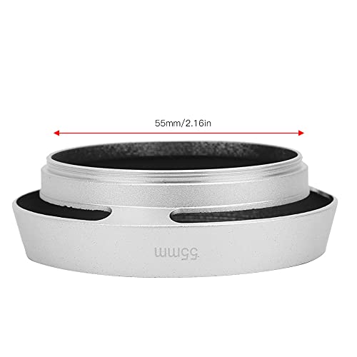 Acouto Universal Aluminium Camera Lens Hood Portable Bevel Shade for Outdoor Photography Silver (55mm) miniatura 2