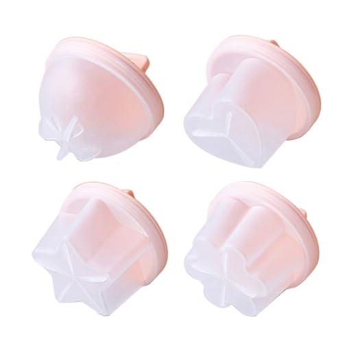 4pcs Boiled Egg Mold, Nonstick Plastic Cute Steamed Egg Mould Egg Bite Mold Hard Boiled Egg Shaper with Oil Brush for Breakfast Sandiwches Snacks (Pink)