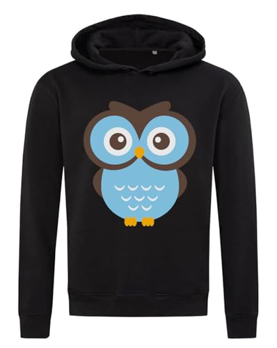Sweat à capuche hibou coton mélangé noir chaud contre le froid de l'hiver