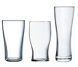 Luminarc Craft Brew 12-Piece Masters Set, Midland Pub, Oslo Pilsner, 4-16 Ounce Tulip Pint Glass, Mixed, Clear