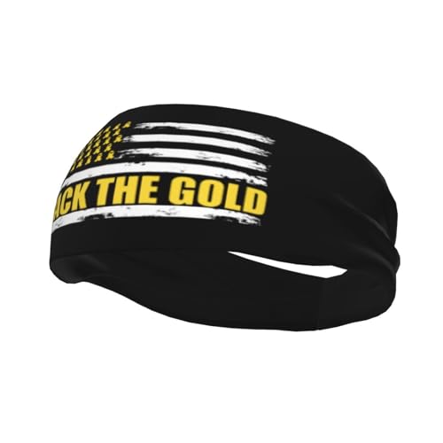 Back The Gold Flag Childhood Cancer Awareness Adjustable Sports Headband Moisture-Wicking Sweatband for Running & Workout