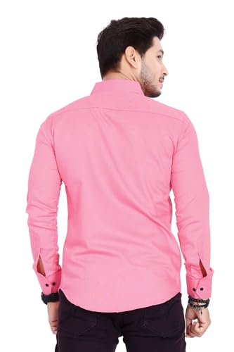 Image of Men's Cotton Spread Collar Full Sleeve Regular Fit Solid Casual Shirt with Double Pockets - Stylish Comfortable Shirt for Everyday Wear
