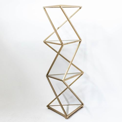 Set of 2 Triangle Metal Frame Glass Shelves