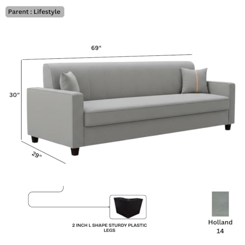 Image of FURNY Cosmos 3 Seater Fabric Sofa Set (Light Grey) Premium Velvet Finish | Durable Comfort | Ideal for Living Room, Office