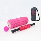 JISADER Faszienrolle Set 33cm Hohl, EVA Schaumstoff, Faszienball 6.3cm, Massageball & Massagtab 38cm, für Muskelentspannung, 33cm halbmondförmig-Yogasäule (3252)