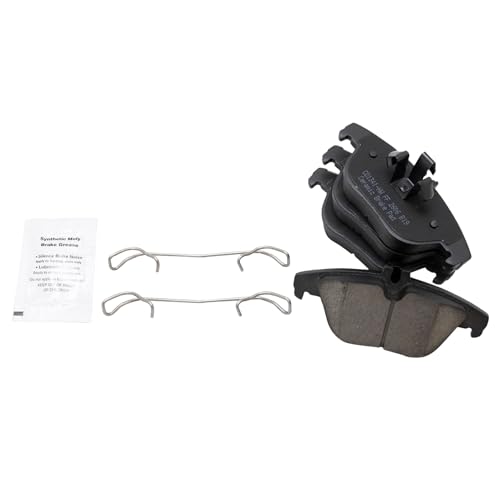 Image of TRQ Performance Rear Brake Pad and Rotor Set Ceramic Coated Drilled Slotted Compatible with 2008-2012 Mercedes-Benz C300 2012-2015 C250