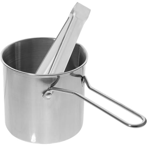 Ciieeo 1set Stainless Steel Fryer Set with Tongs Deep Fryer Pot for Ergonomic Handle for Breakfast Food Preparation Non- to Clean Cookware