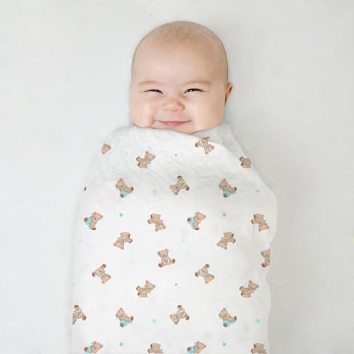 Image of American Baby Company 2-Pack 100% Cotton Muslin Swaddle Blanket (47 inch x 47 inch), Soft, Breathable & Lightweight, Teddy Bear, Perfect for Swaddling, Travel and Gifting