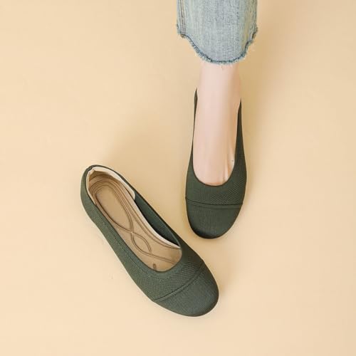 Women's Ballet Flat Shoes Casual Strap Knit Flats Round Toe Wedding Flats,J64