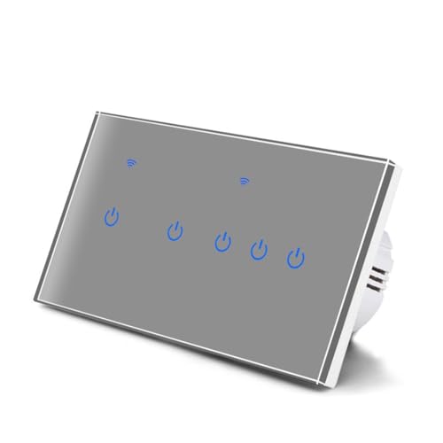 FACAIIO Panneau tactile pour application Tuya, télécommande Wi-Fi 2,4 GHz avec design en verre trempé, options 2 à 8 gangs, indicateur LED