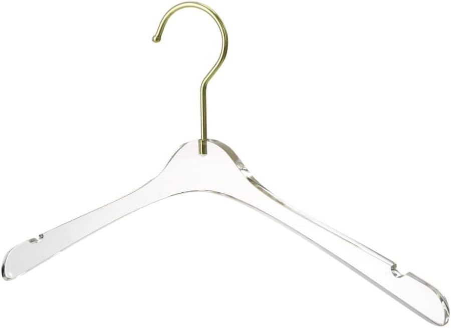 YBM Home Quality Acrylic Clear Hangers Made of Clear Acrylic for a Luxurious Look and Feel for Wardrobe Closet, Clothes Hangers Organizes Closet, Kid, Silver, 4110-6
