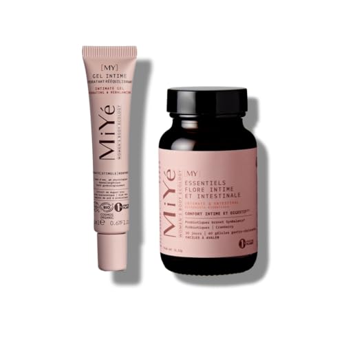MiYé | Pack probiotiques flore intime et intestinale + Gel intime hydratant avec aloe vera, acide hyaluronique | Hydrate & rééquilibre le pH physiologique et la flore intime