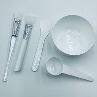 Face Mask Mixing Bowl Set, 5 in 1 DIY Facemask Mixing Tool Kit with Facial Mask Bowl Stick Spatula Silicone Face Mask Brush & Premium Soft Face Brushes