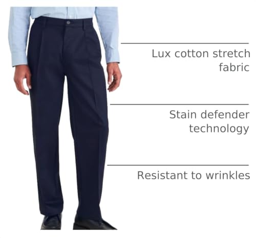 DOCKERS® Men's Signature Khaki Relaxed Fit Iron Free with Stain Defender® Pants - Pleated, Navy Blazer, 38W x 34L - image 3