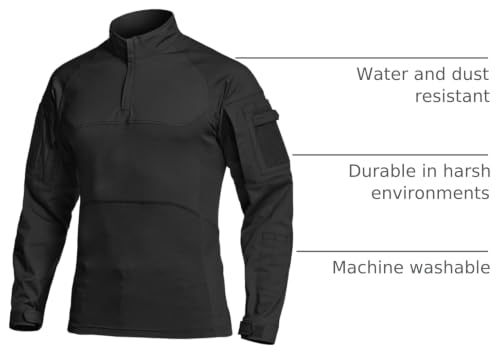 Image of CQR Men's Tactical Combat Shirt, 1 /4 Zip Long Sleeve Breathable Military BDU Training Top for Shooting, Hunting, Range Use
