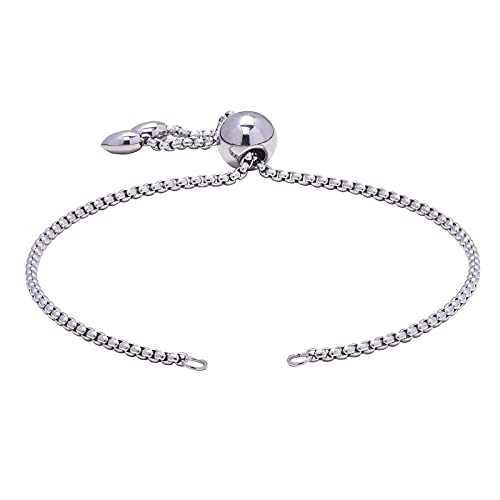 DanLingJewelry 10 Stränge 304 Edelstahl verstellbare Bolo-Armbänder Slider Extender Ketten mit Box Ketten für Armbänder Schmuckherstellung Cover
