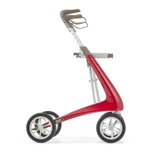 Image of byACRE Carbon Ultralight Rollator Walker, 10.6 lbs, Strawberry Red, Regular