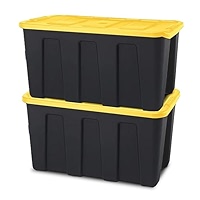 Homz Lot De 2 Grands Bacs De Rangement Empilables En Plastique Standard De 100 Litres Avec Couvercle à Pression Sécurisé Pour L'organisation De La Maison, Bleu