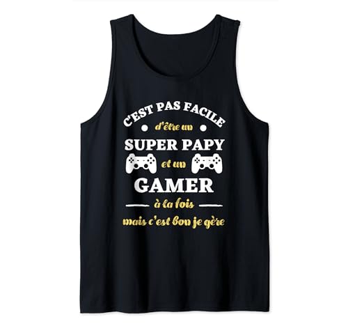 Super papy gamer humour geek homme humoristique console Débardeur