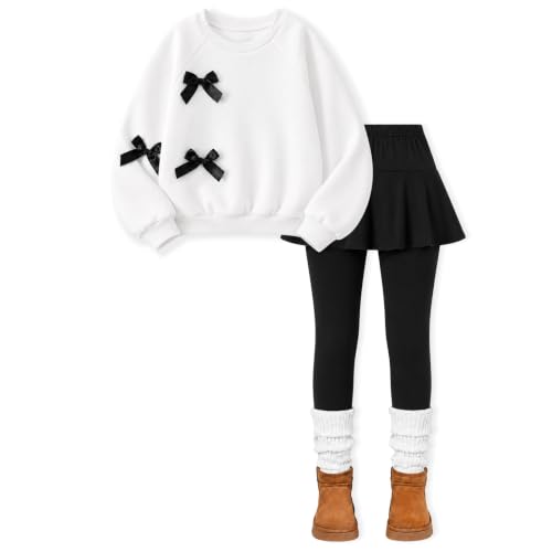 Image of Toddler Girl Clothes Ruffle Long Sleeve Heart Print Tops and Pants 2PC Little Girl Winter Outfits Size (4-7T)